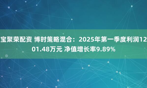 宝聚荣配资 博时策略混合：2025年第一季度利润1201.48万元 净值增长率9.89%